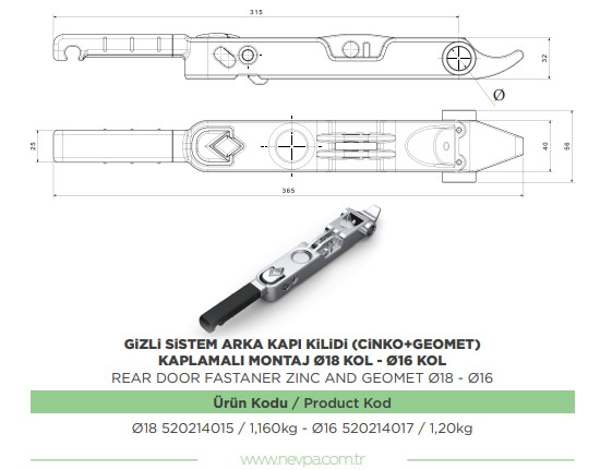 GIZLI SISTEM ARKA KAPI KILIDI Q 16 KOL-TABAN